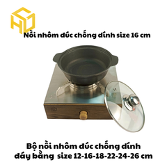 Nồi Nhôm Đúc Chống Dính Nắp Kính Cao Cấp Dành Cho Nhà Hàng, Quán Ăn - Nhiều Size | Nồi Nhôm Chất Lượng