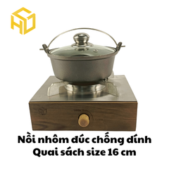 Nồi Nhôm Size 16cm Có Quai Đáy Bằng Nắp Kính Chống Dính - Dành Cho Nhà Hàng, Quán Ăn | Nồi Nhôm Cao Cấp