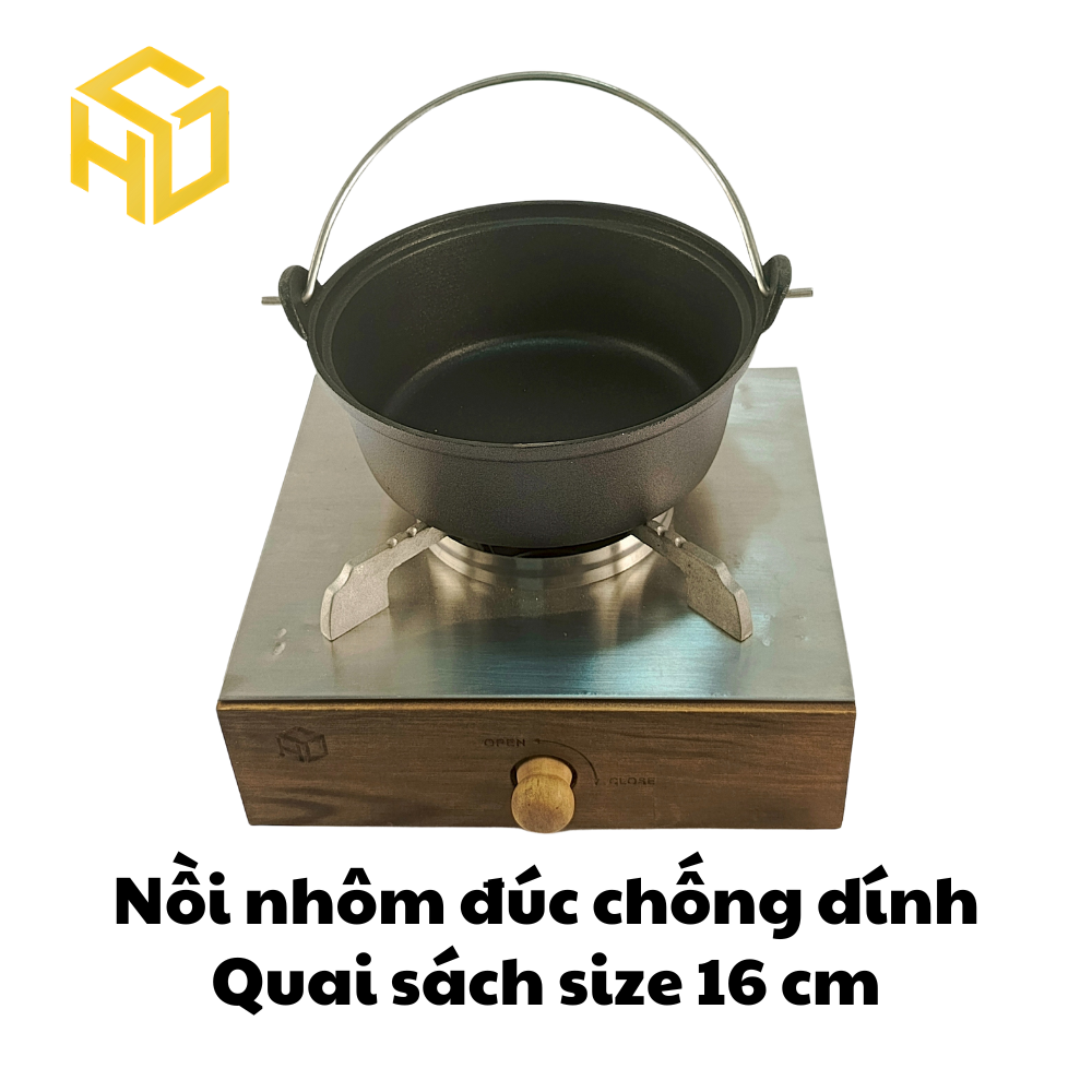 Nồi Nhôm Size 16cm Có Quai Đáy Bằng Nắp Kính Chống Dính - Dành Cho Nhà Hàng, Quán Ăn | Nồi Nhôm Cao Cấp