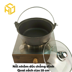 Nồi Nhôm Có Quai Đáy Bằng Nắp Kính Chống Dính - Dành Cho Nhà Hàng, Quán Ăn | Nồi Nhôm Cao Cấp
