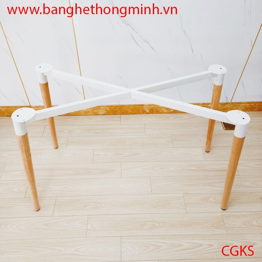 Bàn làm việc MDF chân gỗ khung sắt tích hợp sạc USB & sạc không dây