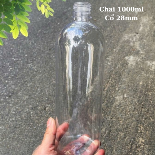 Chai nhựa PET đựng trà sữa | Chai Nhựa PET Tròn Cao Cổ 28 - 1000ml