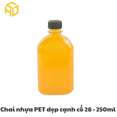 Chai nhựa PET đựng trà sữa | Chai nhựa PET Dẹp cạnh cổ 28 - 250ml