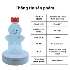 Chai nhựa PET dẹp đựng Trà Sữa bánh quy gừng 500ml