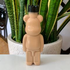 Chai nhựa PET tròn đựng trà sữa hình gấu Bearbrick 400ml