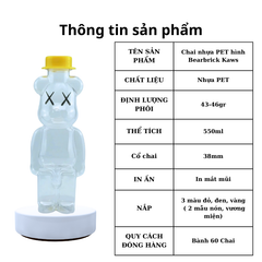 Chai Nhựa PET tròn đựng trà sữa Hình Gấu Bearbrick  550ml
