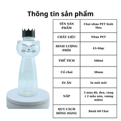 Chai Nhựa PET 500ml Mèo | Chai Nhựa PET 500ml Hình Mèo Đen, Hello Kitty