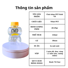 Chai Nhựa PET Đựng Trà Sữa | Chai Nhựa 350ml Hình Vịt