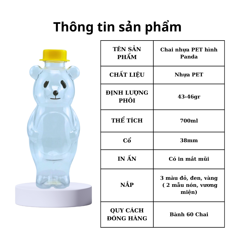 Chai Nhựa PET 700ml Gấu Panda | Chai Nhua PET 700ml Gấu Panda