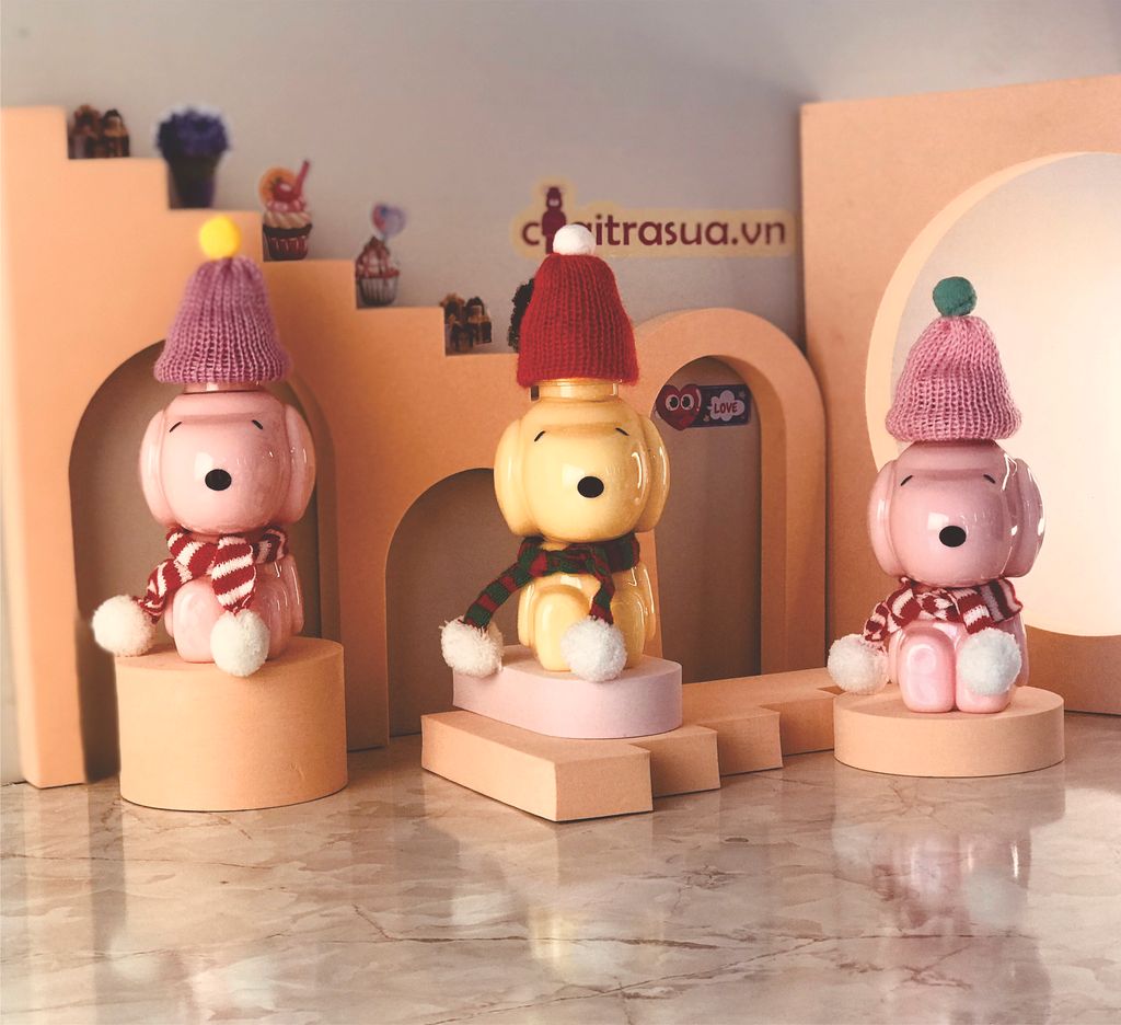 Chai nhựa PET 350ml hình Chó Snoopy | Chai Nhựa Đựng Trà Sữa