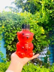 Chai Nhựa PET tròn Đựng Trà Sữa gấu teddy 450ml