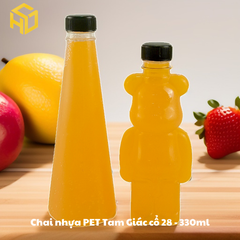 Chai nhựa PET đựng trà sữa | Chai Nhựa PET Tam Giác Cổ 28 - 330ml