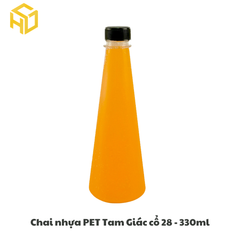 Chai nhựa PET đựng trà sữa | Chai Nhựa PET Tam Giác Cổ 28 - 330ml
