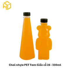 Chai nhựa PET đựng trà sữa | Chai Nhựa PET Tam Giác Cổ 28 - 330ml