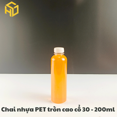 Chai nhựa PET đựng trà sữa | Chai Nhựa PET Tròn Cao Cổ 30 - 200ml