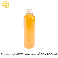 Chai nhựa PET đựng trà sữa | Chai Nhựa PET Tròn Cao Cổ 30 - 200ml