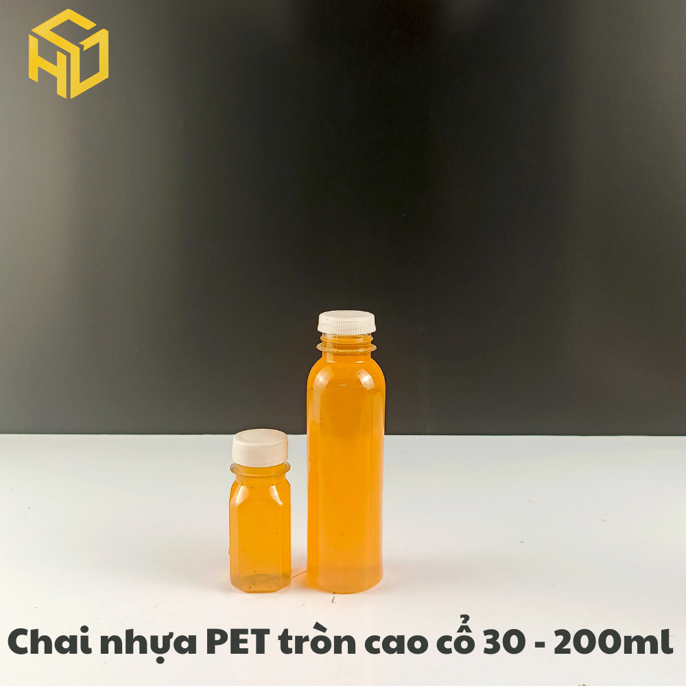 Chai nhựa PET đựng trà sữa | Chai Nhựa PET Tròn Cao Cổ 30 - 200ml