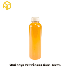 Chai nhựa PET đựng trà sữa | Chai Nhựa PET Tròn Cao Cổ 30 - 330ml
