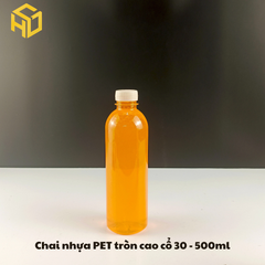 Chai nhựa PET đựng trà sữa | Chai Nhựa PET Tròn Cao Cổ 30 - 500ml