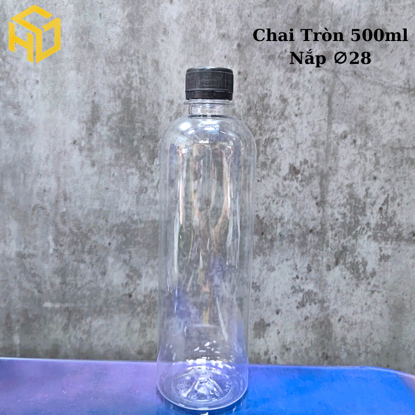 Chai Nhựa PET Tròn Đựng Trà Sữa Cổ 28 - 500ml