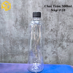 Chai Nhựa PET Tròn Đựng Trà Sữa Cổ 28 - 500ml