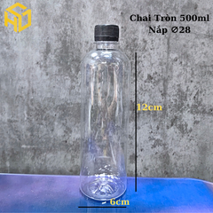 Chai Nhựa PET Tròn Đựng Trà Sữa Cổ 28 - 500ml