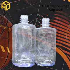 Chai nhựa PET đựng trà sữa | Chai Nhựa PET Dẹp Cạnh Vuông Cao Cổ 28mm