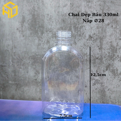 Chai nhựa PET đựng trà sữa | Chai nhựa PET Dẹp Cạnh Cổ 28 - 330ml