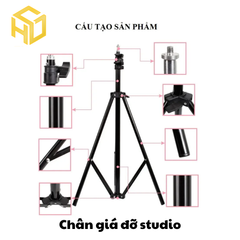 Chân Tripod Hợp Kim Nhôm/Inox Chiều Cao 2m1 | chân giá đỡ thiết bi studio
