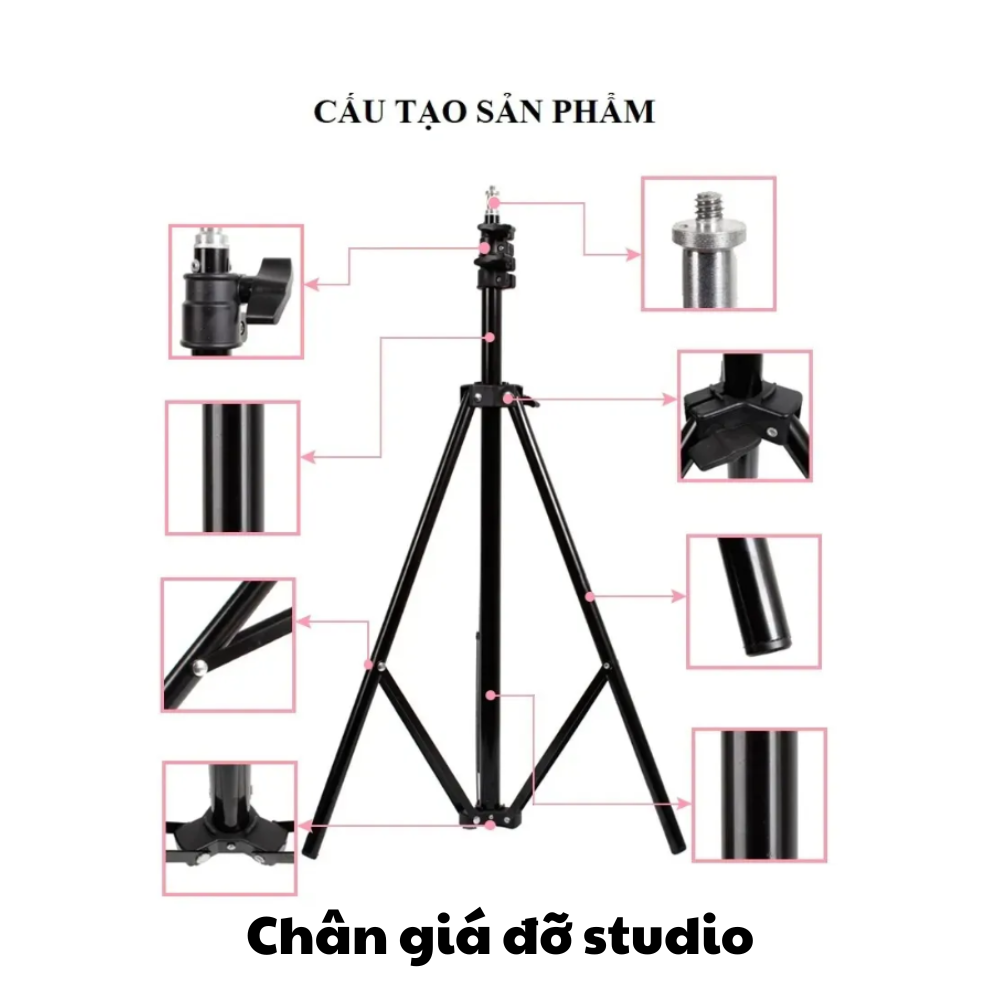 Chân Tripod Hợp Kim Nhôm/Inox Chiều Cao 2m1 | chân giá đỡ thiết bi studio