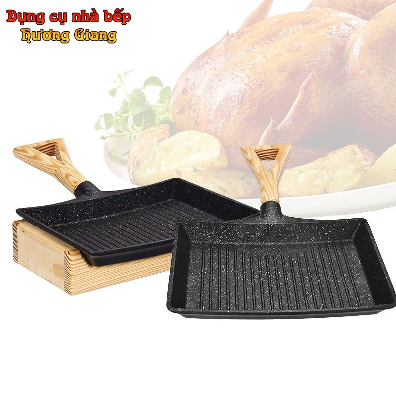 Chảo Chiên Rán Trứng Hợp Kim Nhôm Chống Dính Tay Cầm Gỗ GDNB-26