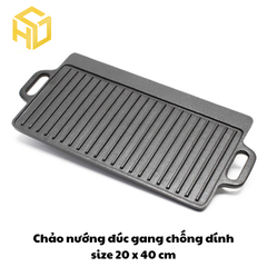 Chảo nướng đúc gang chống dính size 20 x 40 cm | chảo nướng tại bàn phong cách hàn quốc