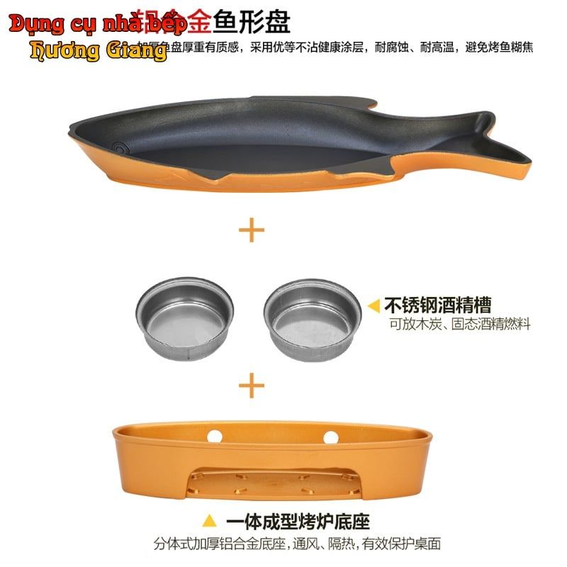 Chảo Nướng Cá Kèm Bếp Cồn Hợp Kim Nhôm Chống Dính Nhật Bản GDNB-41