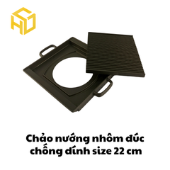 Chảo gang đúc vuông size 22 cm phong cách nướng Hàn Quốc, Nhật Bản
