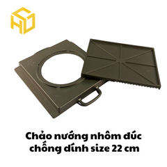 Chảo gang đúc vuông size 22 cm phong cách nướng Hàn Quốc, Nhật Bản