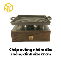 Chảo gang đúc vuông size 22 cm phong cách nướng Hàn Quốc, Nhật Bản