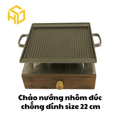 Chảo gang đúc vuông size 22 cm phong cách nướng Hàn Quốc, Nhật Bản