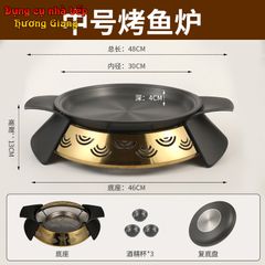 GDNB-66 Chảo Nướng Hợp Kim Nhôm Chống Dính Kèm Bếp Cồn Đúc Mạ Vàng