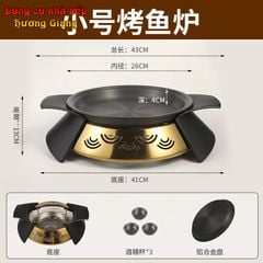 GDNB-66 Chảo Nướng Hợp Kim Nhôm Chống Dính Kèm Bếp Cồn Đúc Mạ Vàng
