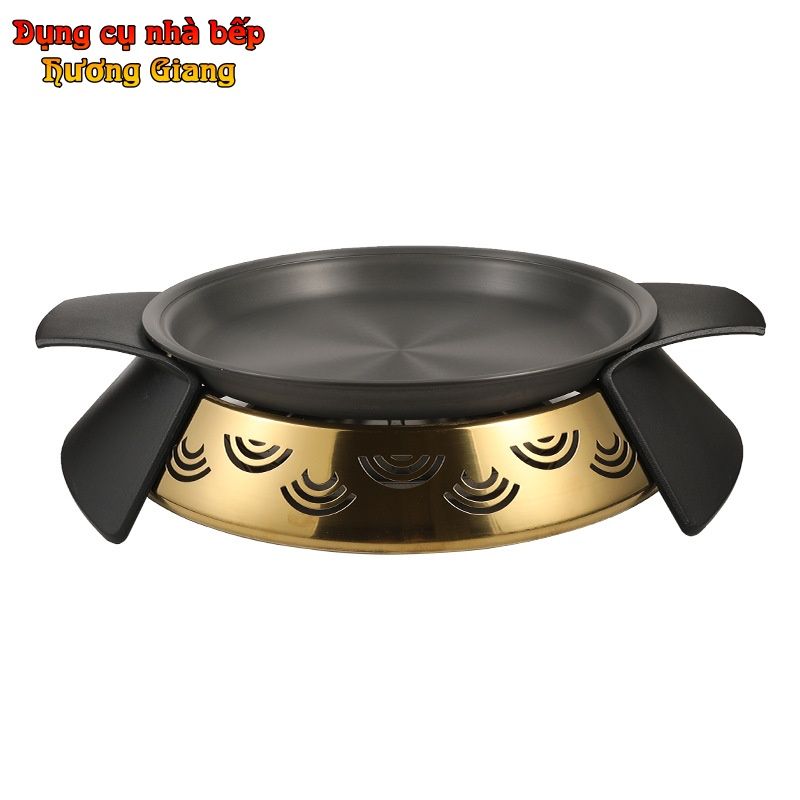 GDNB-66 Chảo Nướng Hợp Kim Nhôm Chống Dính Kèm Bếp Cồn Đúc Mạ Vàng