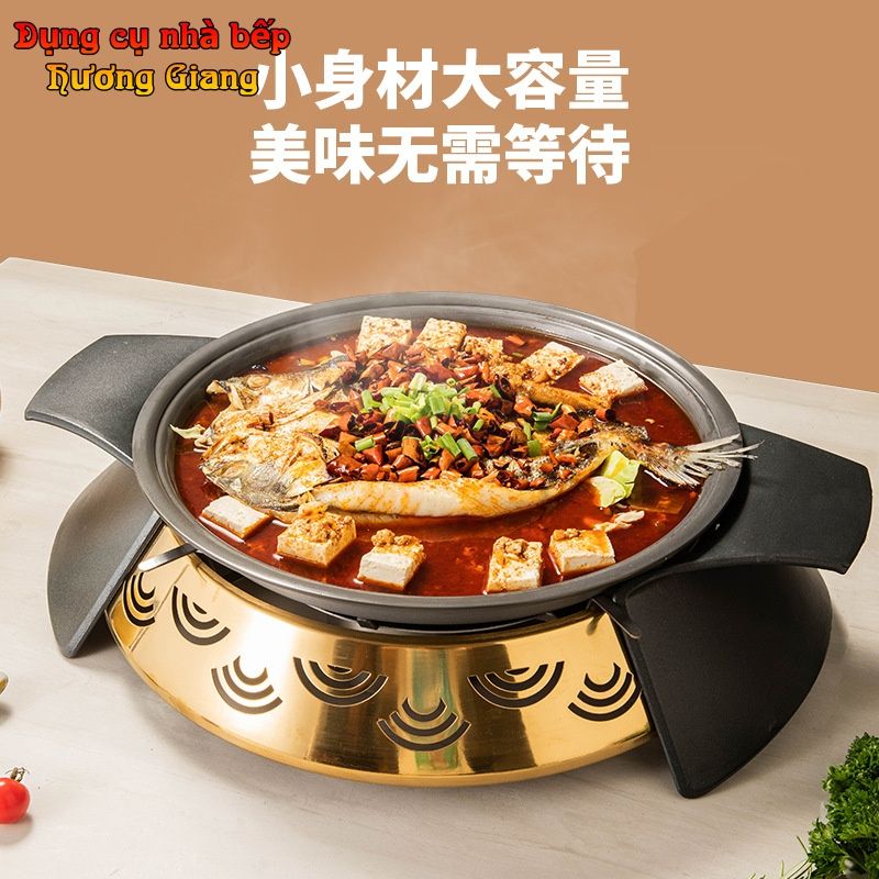 GDNB-66 Chảo Nướng Hợp Kim Nhôm Chống Dính Kèm Bếp Cồn Đúc Mạ Vàng
