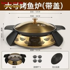 GDNB-66 Chảo Nướng Hợp Kim Nhôm Chống Dính Kèm Bếp Cồn Đúc Mạ Vàng