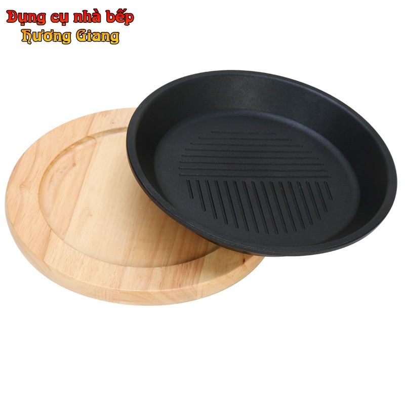 Chảo Nướng Tròn Hợp Kim Nhôm Phủ Chống dính có đế gỗ GDNB-40