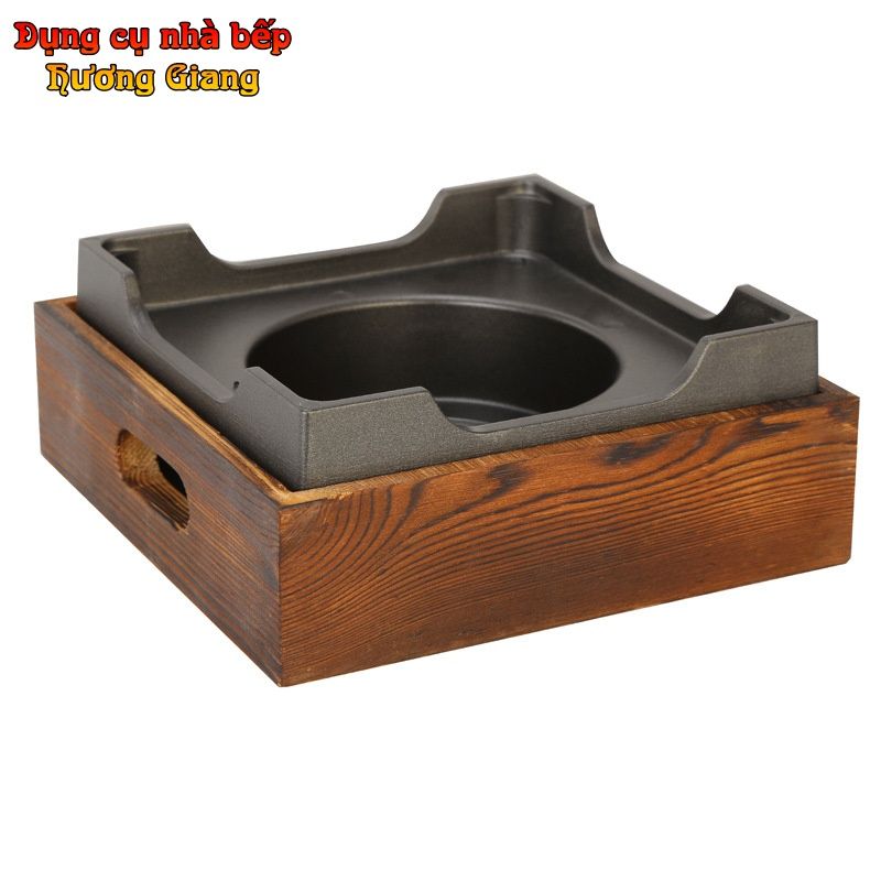 GDNB-55 Chảo Nướng Vuông Chống Dính Kèm Bếp Cồn Đúc Hợp Kim Nhôm