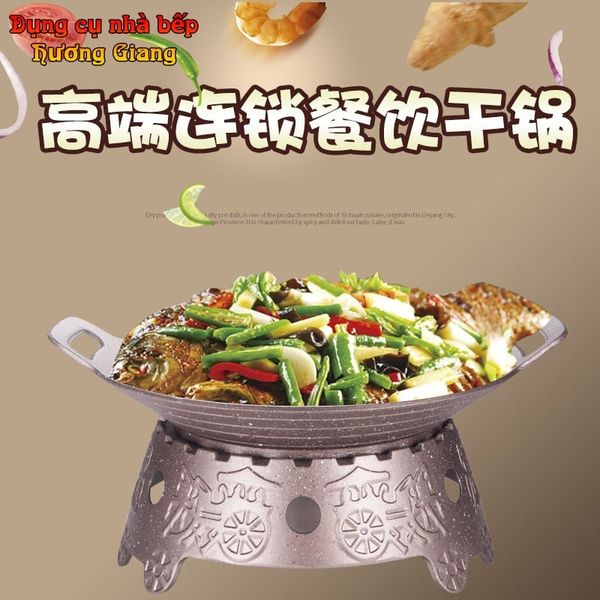 Chảo Nướng Xào Kèm Bếp Cồn Hợp Kim Nhôm Chống Dính Nhật Bản GDNB-36