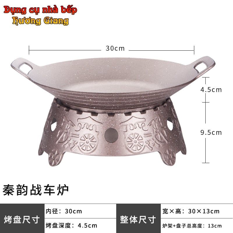 Chảo Nướng Xào Kèm Bếp Cồn Hợp Kim Nhôm Chống Dính Nhật Bản GDNB-36