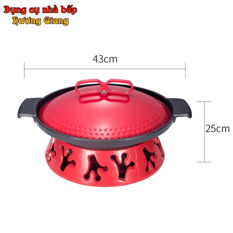 GDNB-43 Chảo Tròn Hợp Kim Nhôm Chống Dính Kèm Bếp Cồn Hâm Nóng Hàn Quốc