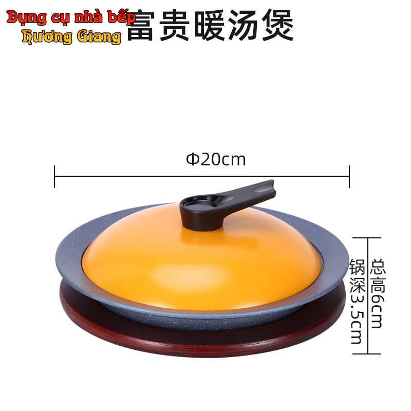 Chảo Tròn Hợp Kim Nhôm Có Nắp Kèm Bếp Cồn Hâm Nóng GDNB-42