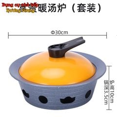 Chảo Tròn Hợp Kim Nhôm Có Nắp Kèm Bếp Cồn Hâm Nóng GDNB-42