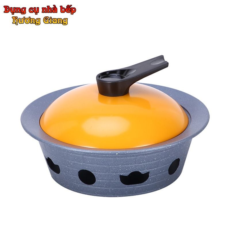 Chảo Tròn Hợp Kim Nhôm Có Nắp Kèm Bếp Cồn Hâm Nóng GDNB-42